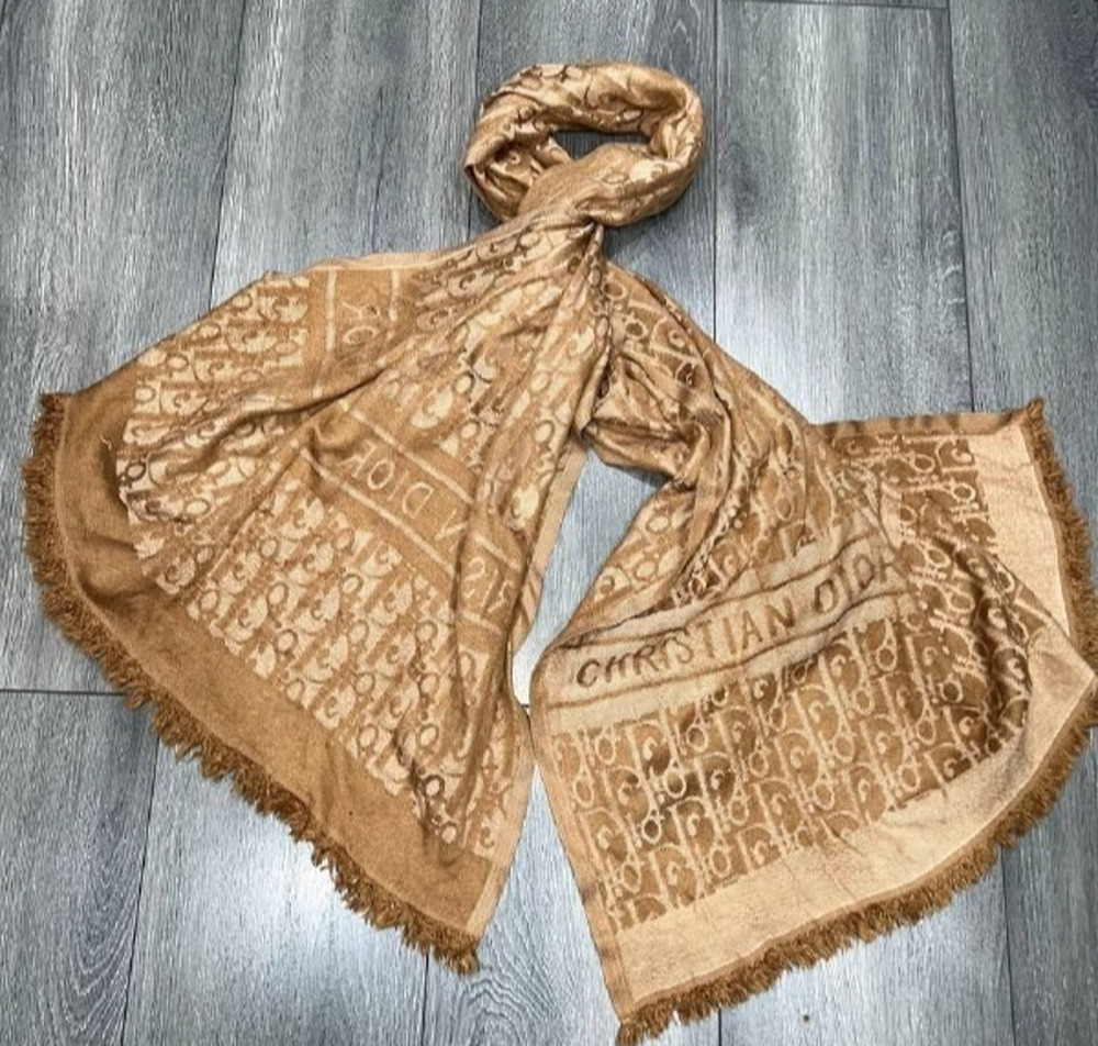 Christian Dior Oblique All Over Dior Print scarf Brown A008138